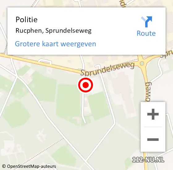 Locatie op kaart van de 112 melding: Politie Rucphen, Sprundelseweg op 10 mei 2023 20:32