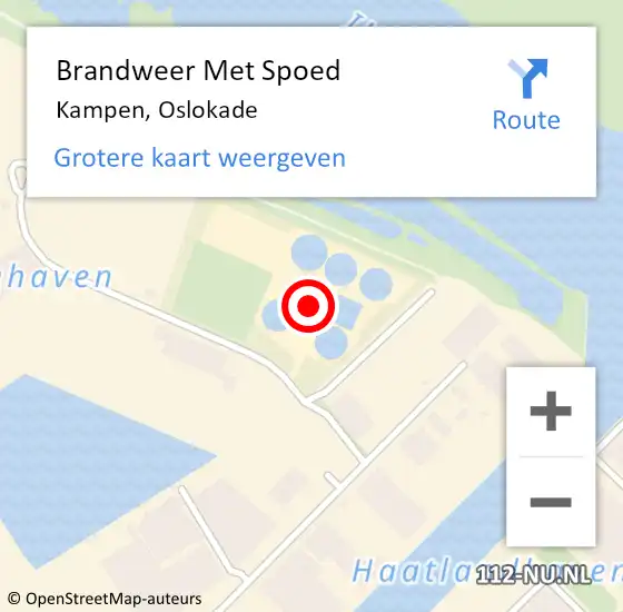 Locatie op kaart van de 112 melding: Brandweer Met Spoed Naar Kampen, Oslokade op 10 mei 2023 21:04