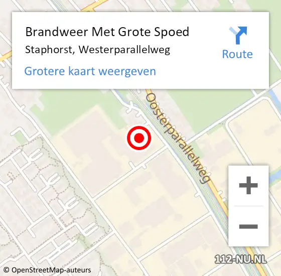 Locatie op kaart van de 112 melding: Brandweer Met Grote Spoed Naar Staphorst, Westerparallelweg op 10 mei 2023 22:30