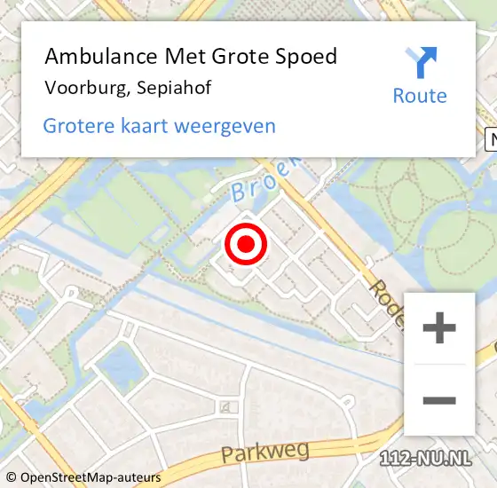 Locatie op kaart van de 112 melding: Ambulance Met Grote Spoed Naar Voorburg, Sepiahof op 10 mei 2023 22:33