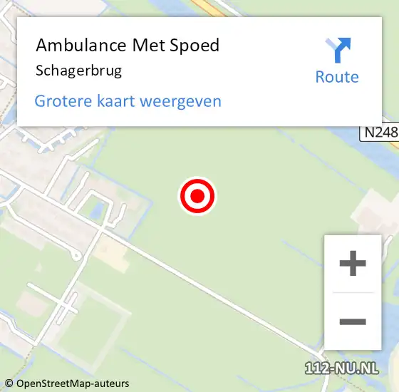 Locatie op kaart van de 112 melding: Ambulance Met Spoed Naar Schagerbrug op 10 mei 2023 22:50