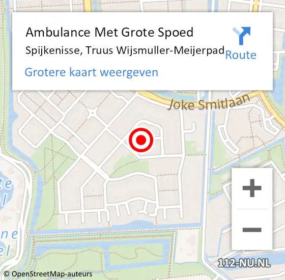 Locatie op kaart van de 112 melding: Ambulance Met Grote Spoed Naar Spijkenisse, Truus Wijsmuller-Meijerpad op 10 mei 2023 23:18