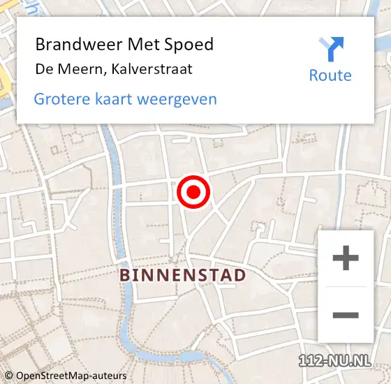 Locatie op kaart van de 112 melding: Brandweer Met Spoed Naar De Meern, Kalverstraat op 10 mei 2023 23:36