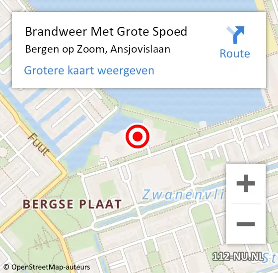 Locatie op kaart van de 112 melding: Brandweer Met Grote Spoed Naar Bergen op Zoom, Ansjovislaan op 10 mei 2023 23:51