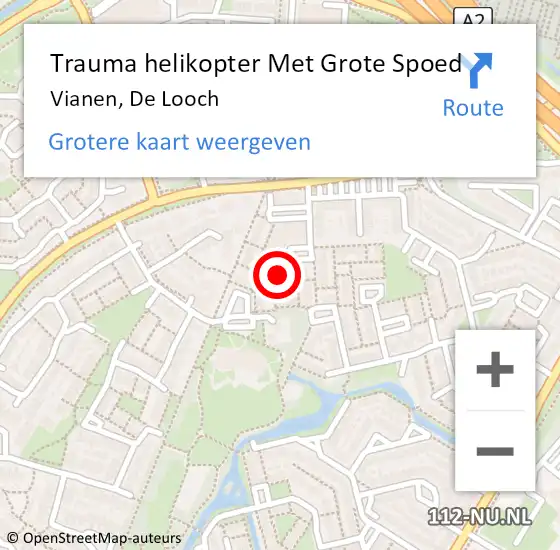 Locatie op kaart van de 112 melding: Trauma helikopter Met Grote Spoed Naar Vianen, De Looch op 11 mei 2023 00:05