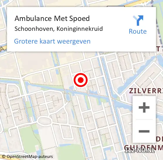 Locatie op kaart van de 112 melding: Ambulance Met Spoed Naar Schoonhoven, Koninginnekruid op 11 mei 2023 01:14