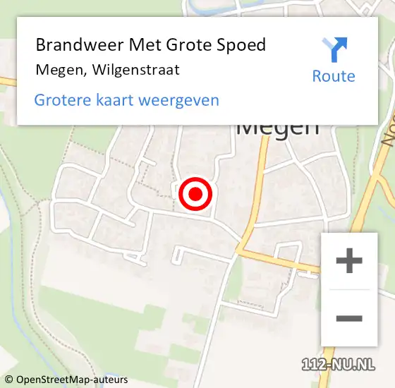 Locatie op kaart van de 112 melding: Brandweer Met Grote Spoed Naar Megen, Wilgenstraat op 11 mei 2023 01:47