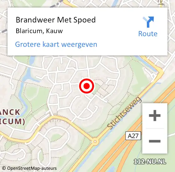 Locatie op kaart van de 112 melding: Brandweer Met Spoed Naar Blaricum, Kauw op 11 mei 2023 02:18