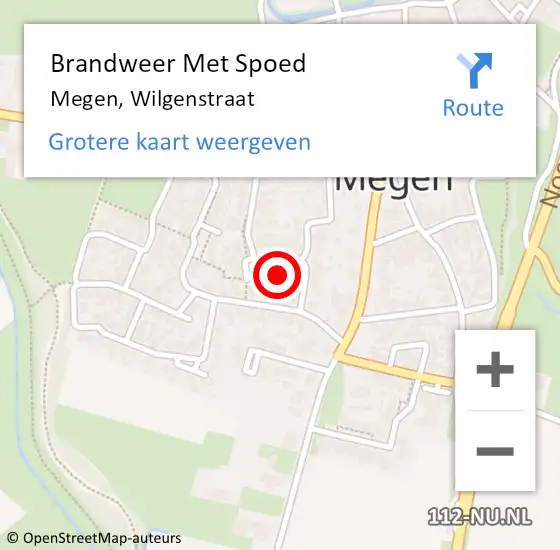 Locatie op kaart van de 112 melding: Brandweer Met Spoed Naar Megen, Wilgenstraat op 11 mei 2023 02:55