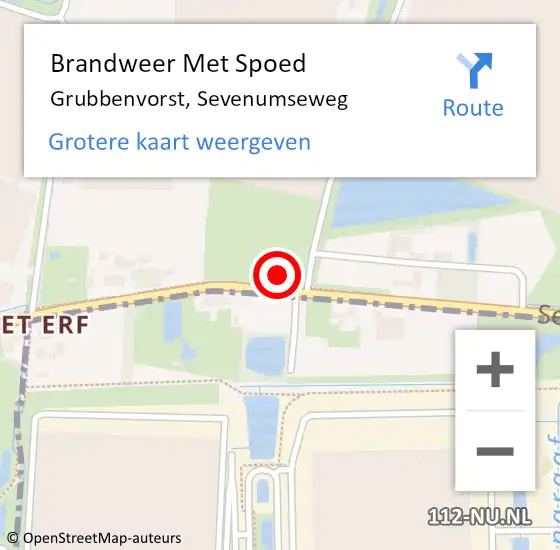 Locatie op kaart van de 112 melding: Brandweer Met Spoed Naar Grubbenvorst, Sevenumseweg op 11 mei 2023 03:45