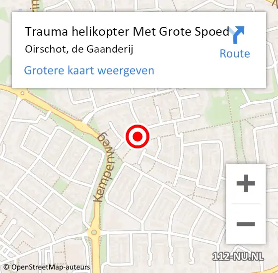 Locatie op kaart van de 112 melding: Trauma helikopter Met Grote Spoed Naar Oirschot, de Gaanderij op 11 mei 2023 05:27