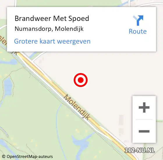 Locatie op kaart van de 112 melding: Brandweer Met Spoed Naar Numansdorp, Molendijk op 11 mei 2023 05:53