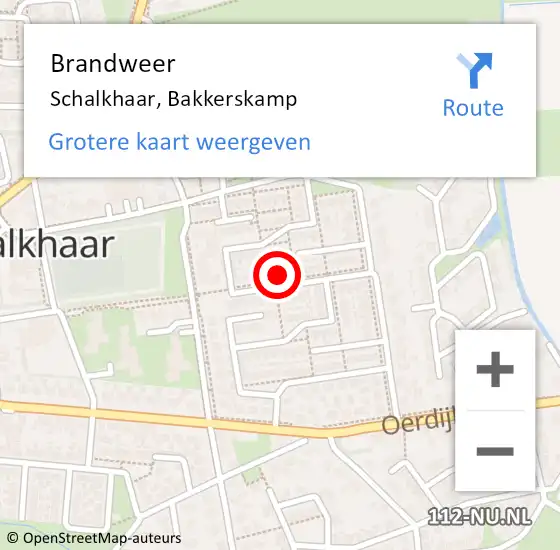 Locatie op kaart van de 112 melding: Brandweer Schalkhaar, Bakkerskamp op 11 mei 2023 06:37