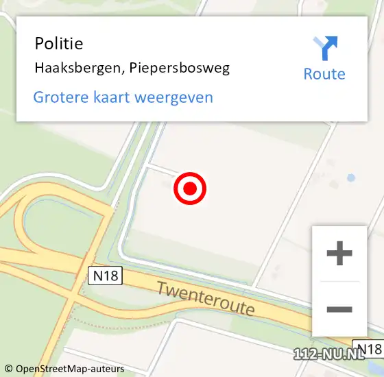 Locatie op kaart van de 112 melding: Politie Haaksbergen, Piepersbosweg op 11 mei 2023 06:54