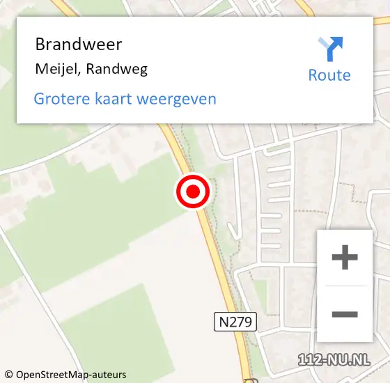 Locatie op kaart van de 112 melding: Brandweer Meijel, Randweg op 25 augustus 2014 08:36