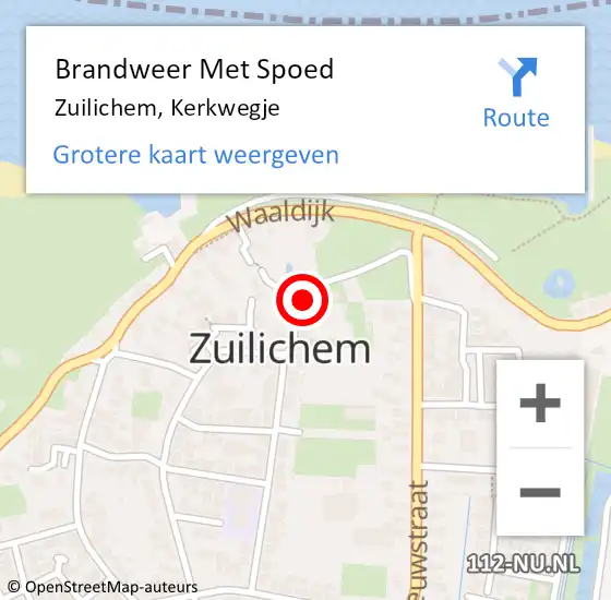 Locatie op kaart van de 112 melding: Brandweer Met Spoed Naar Zuilichem, Kerkwegje op 11 mei 2023 08:05