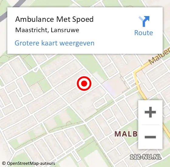 Locatie op kaart van de 112 melding: Ambulance Met Spoed Naar Maastricht, Lansruwe op 25 augustus 2014 08:39