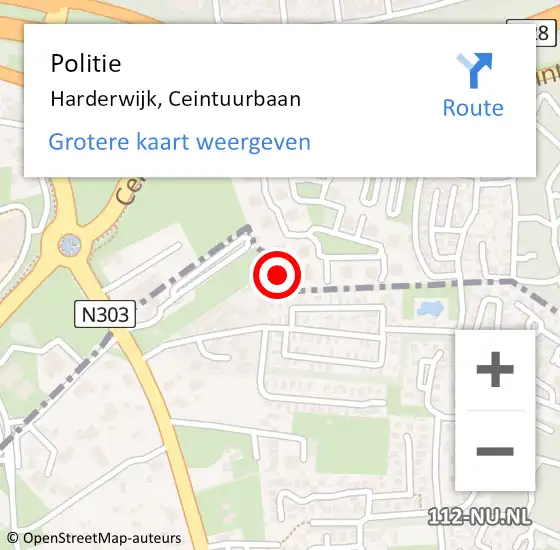 Locatie op kaart van de 112 melding: Politie Harderwijk, Ceintuurbaan op 11 mei 2023 08:15