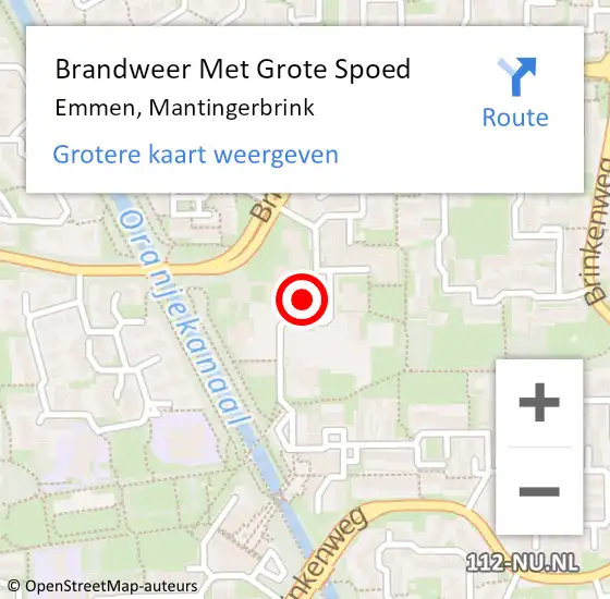 Locatie op kaart van de 112 melding: Brandweer Met Grote Spoed Naar Emmen, Mantingerbrink op 11 mei 2023 08:23