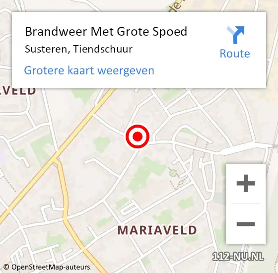 Locatie op kaart van de 112 melding: Brandweer Met Grote Spoed Naar Susteren, Tiendschuur op 11 mei 2023 09:06