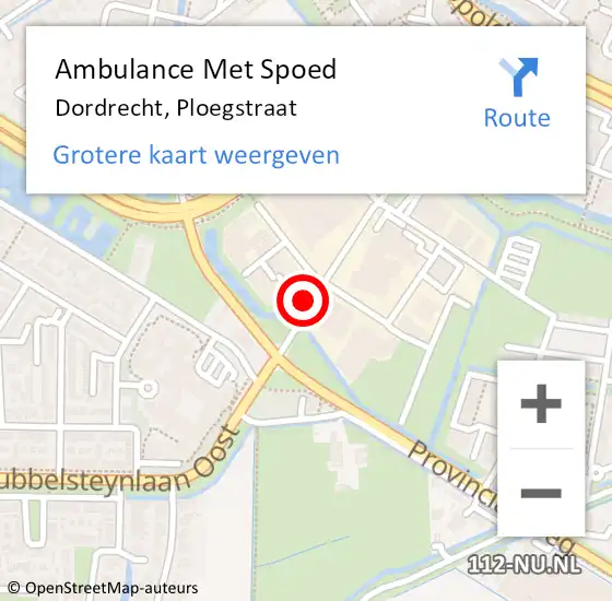 Locatie op kaart van de 112 melding: Ambulance Met Spoed Naar Dordrecht, Ploegstraat op 11 mei 2023 09:46