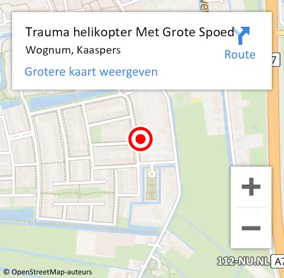 Locatie op kaart van de 112 melding: Trauma helikopter Met Grote Spoed Naar Wognum, Kaaspers op 11 mei 2023 10:32