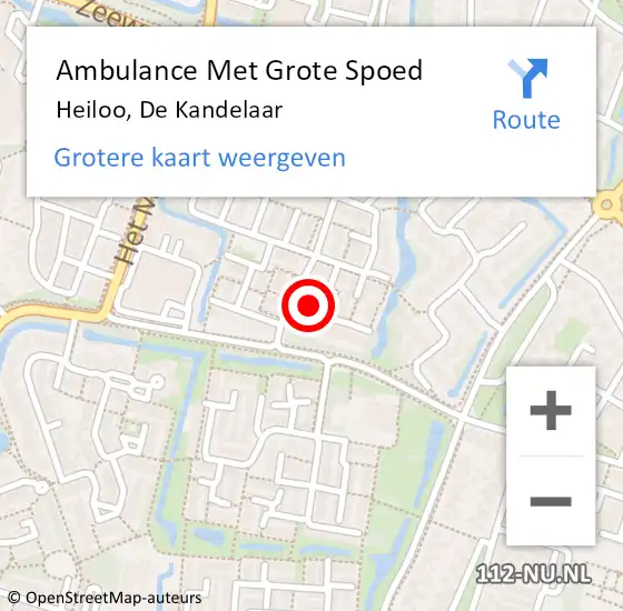 Locatie op kaart van de 112 melding: Ambulance Met Grote Spoed Naar Heiloo, De Kandelaar op 11 mei 2023 10:33