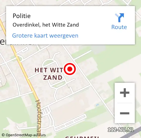 Locatie op kaart van de 112 melding: Politie Overdinkel, het Witte Zand op 11 mei 2023 10:45