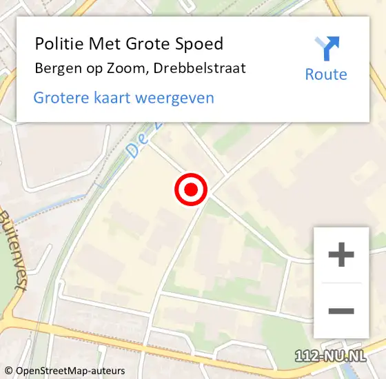 Locatie op kaart van de 112 melding: Politie Met Grote Spoed Naar Bergen op Zoom, Drebbelstraat op 11 mei 2023 11:00