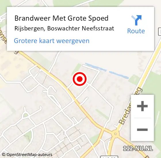 Locatie op kaart van de 112 melding: Brandweer Met Grote Spoed Naar Rijsbergen, Boswachter Neefsstraat op 11 mei 2023 11:16