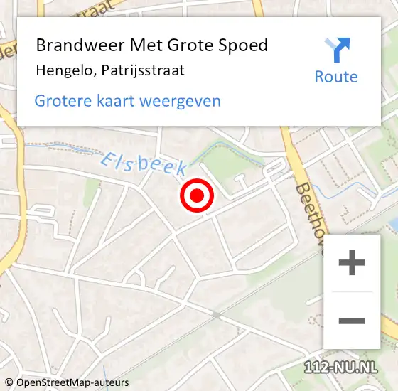 Locatie op kaart van de 112 melding: Brandweer Met Grote Spoed Naar Hengelo, Patrijsstraat op 11 mei 2023 11:34