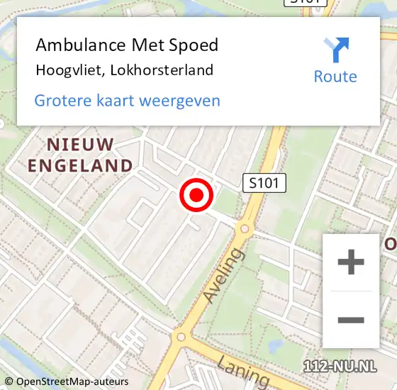 Locatie op kaart van de 112 melding: Ambulance Met Spoed Naar Hoogvliet, Lokhorsterland op 11 mei 2023 11:45