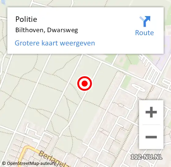 Locatie op kaart van de 112 melding: Politie Bilthoven, Dwarsweg op 11 mei 2023 11:46