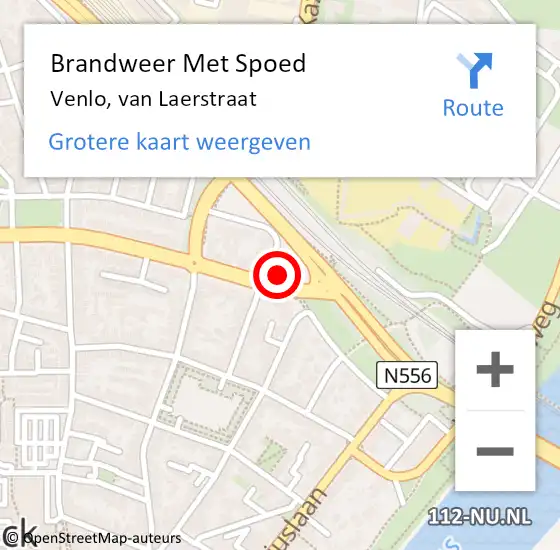 Locatie op kaart van de 112 melding: Brandweer Met Spoed Naar Venlo, van Laerstraat op 11 mei 2023 11:48