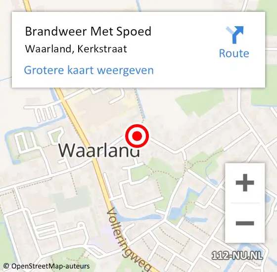 Locatie op kaart van de 112 melding: Brandweer Met Spoed Naar Waarland, Kerkstraat op 11 mei 2023 11:49