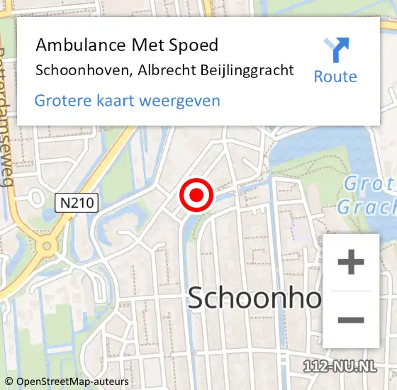 Locatie op kaart van de 112 melding: Ambulance Met Spoed Naar Schoonhoven, Albrecht Beijlinggracht op 11 mei 2023 11:51