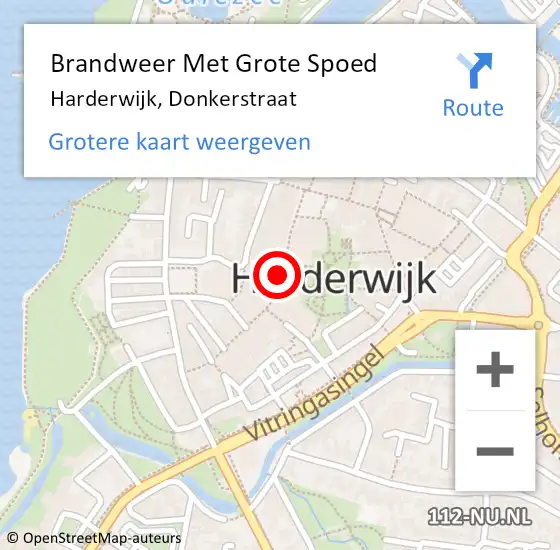 Locatie op kaart van de 112 melding: Brandweer Met Grote Spoed Naar Harderwijk, Donkerstraat op 11 mei 2023 11:54