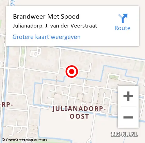 Locatie op kaart van de 112 melding: Brandweer Met Spoed Naar Julianadorp, J. van der Veerstraat op 11 mei 2023 11:58