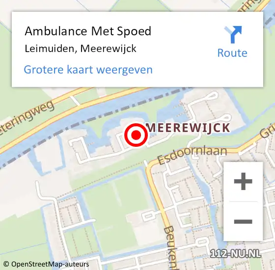 Locatie op kaart van de 112 melding: Ambulance Met Spoed Naar Leimuiden, Meerewijck op 11 mei 2023 12:22