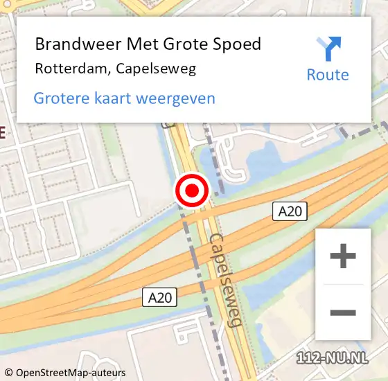 Locatie op kaart van de 112 melding: Brandweer Met Grote Spoed Naar Rotterdam, Capelseweg op 11 mei 2023 12:25