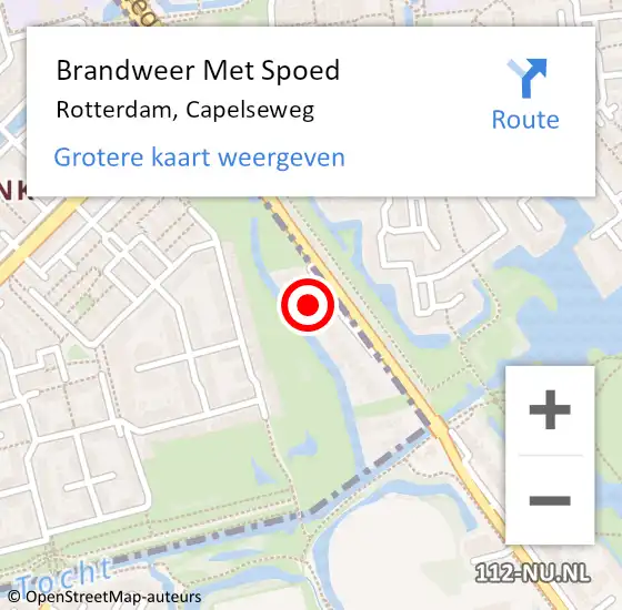 Locatie op kaart van de 112 melding: Brandweer Met Spoed Naar Rotterdam, Capelseweg op 11 mei 2023 13:16