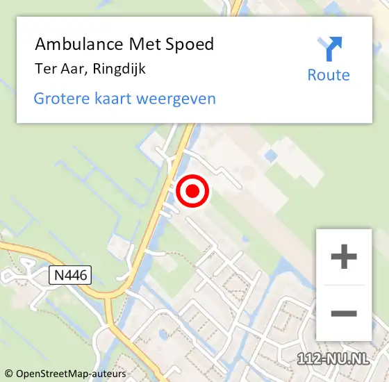 Locatie op kaart van de 112 melding: Ambulance Met Spoed Naar Ter Aar, Ringdijk op 11 mei 2023 13:35