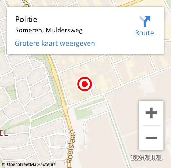 Locatie op kaart van de 112 melding: Politie Someren, Muldersweg op 11 mei 2023 13:42