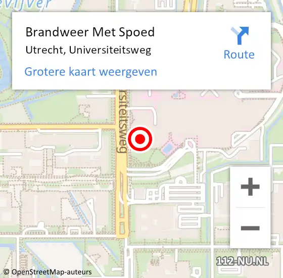Locatie op kaart van de 112 melding: Brandweer Met Spoed Naar Utrecht, Universiteitsweg op 11 mei 2023 13:45