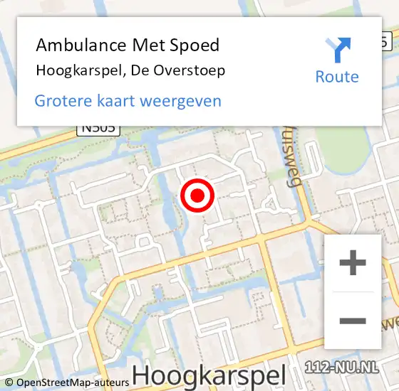 Locatie op kaart van de 112 melding: Ambulance Met Spoed Naar Hoogkarspel, De Overstoep op 11 mei 2023 13:51