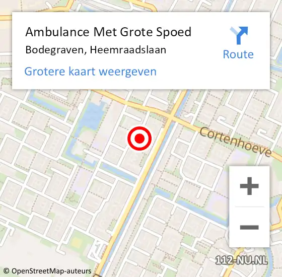 Locatie op kaart van de 112 melding: Ambulance Met Grote Spoed Naar Bodegraven, Heemraadslaan op 11 mei 2023 14:20