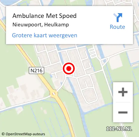 Locatie op kaart van de 112 melding: Ambulance Met Spoed Naar Nieuwpoort, Heulkamp op 11 mei 2023 14:24