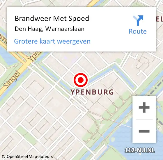 Locatie op kaart van de 112 melding: Brandweer Met Spoed Naar Den Haag, Warnaarslaan op 11 mei 2023 14:39