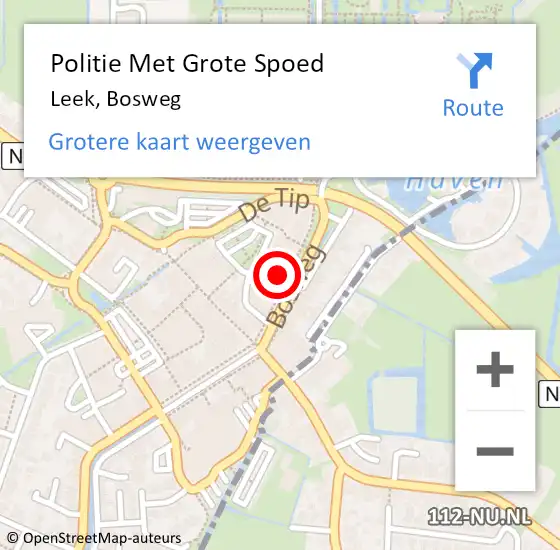 Locatie op kaart van de 112 melding: Politie Met Grote Spoed Naar Leek, Bosweg op 11 mei 2023 15:02