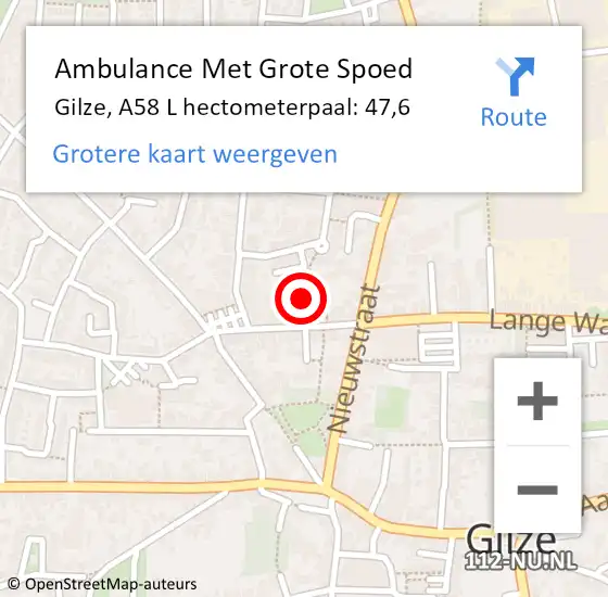 Locatie op kaart van de 112 melding: Ambulance Met Grote Spoed Naar Gilze, A V Beijsterveldthof op 25 augustus 2014 09:15